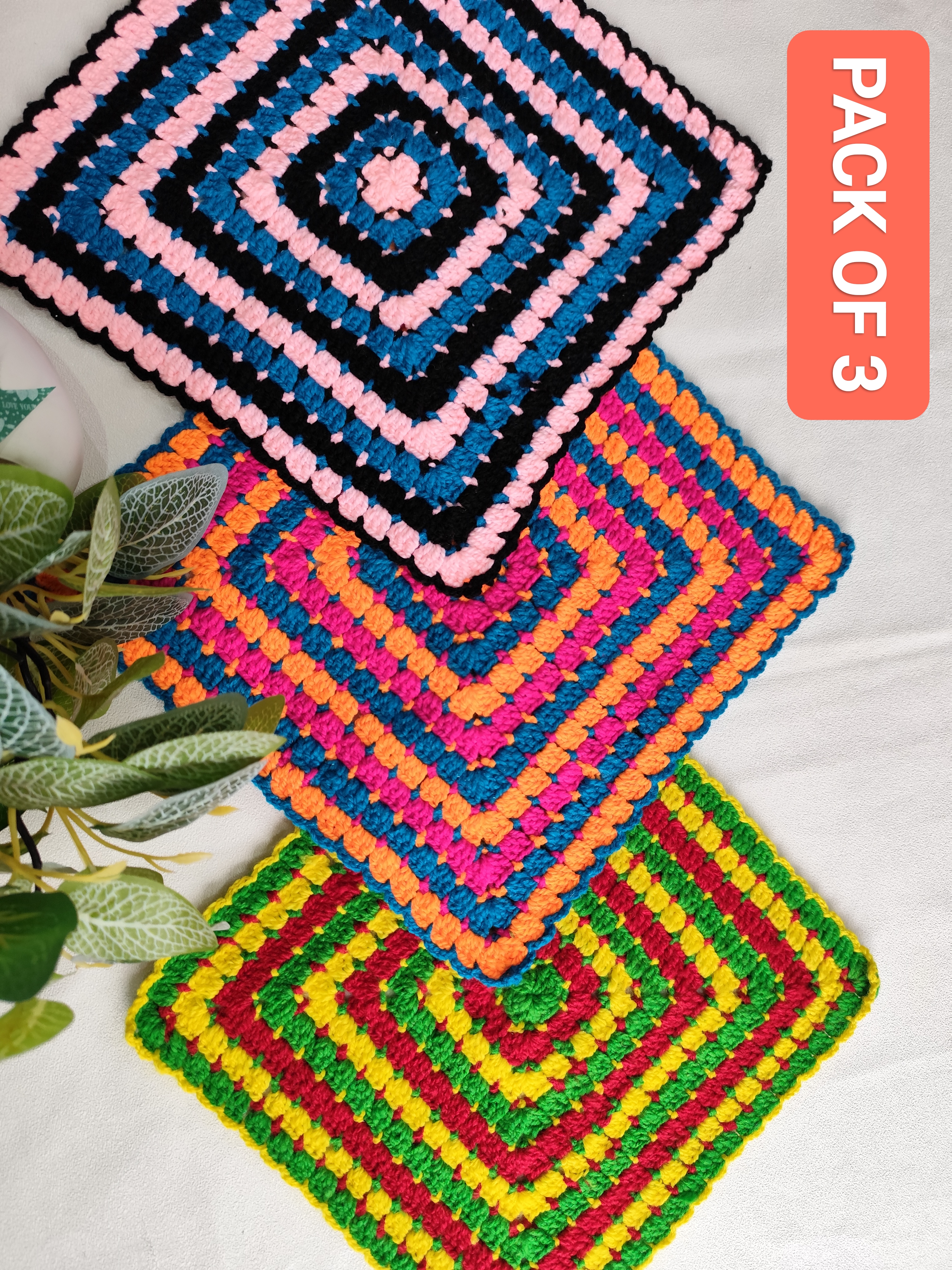 Handmade Square Table Mats OR Thalposh